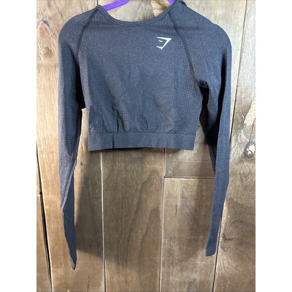Women’s Gymshark Vital Seamless 2.0 Crop Top, Medium, Black Marl - Picture 1 of 4